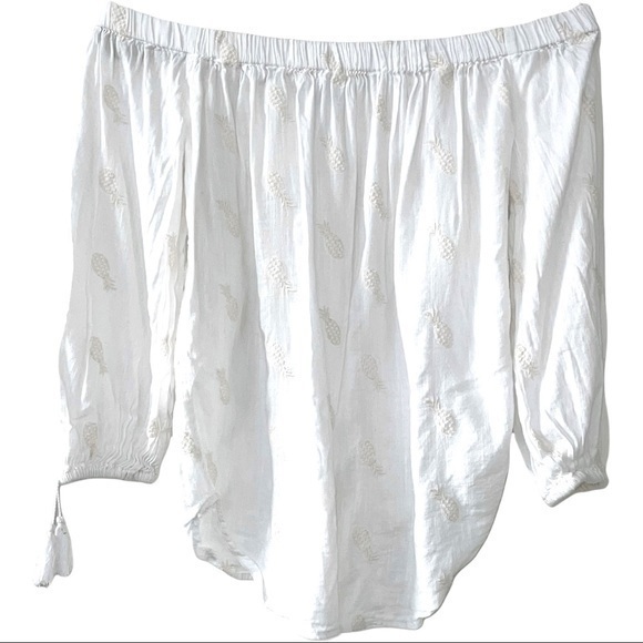 Cold Shoulder Raised Pineapple Boho shirt - Picture 4 of 7